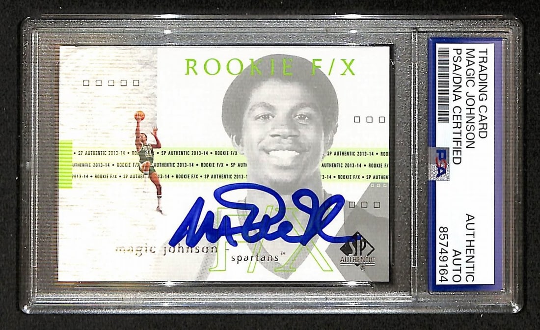 Magic Johnson 2013-14 SPA Rookie FX Signed/ Auto Card #67 PSA/ DNA BA206356: Magic Johnson 2013-14 SPA Rookie FX Signed/ Auto Card #67 PSA/ DNA BA206356 Item Specifics: Original/Reprint: Original Product: Card Product Disclaimer: Not affiliated with any team or league. Signatu
