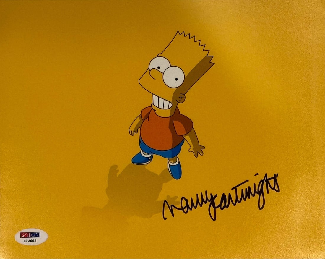 Nancy Cartwright The Simpsons Autographed 8x10 Celebrity Photo (PSA): Nancy Cartwright The Simpsons Autographed 8x10 Celebrity Photo (PSA) Nancy Cartwright's 8x10 celebrity photo bears her signature in blue sharpie across the front, a unique and personal touch for any S