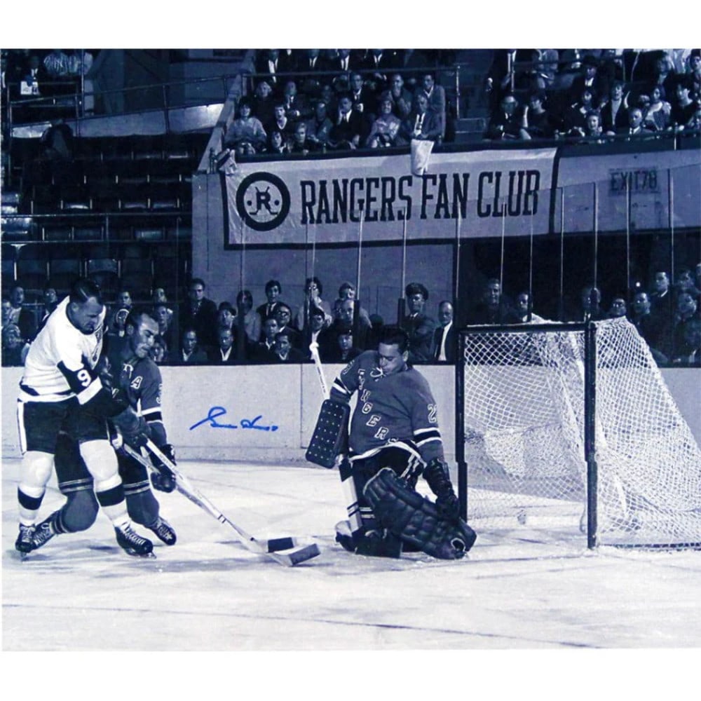 Autographed Gordie Howe Photo 16x20: Autographed Gordie Howe Photo 16x20 Gordie Howe's iconic shot on goal against the New York Rangers is captured in this 16x20 photo, signed in blue sharpie by the hockey legend himself. The item was si