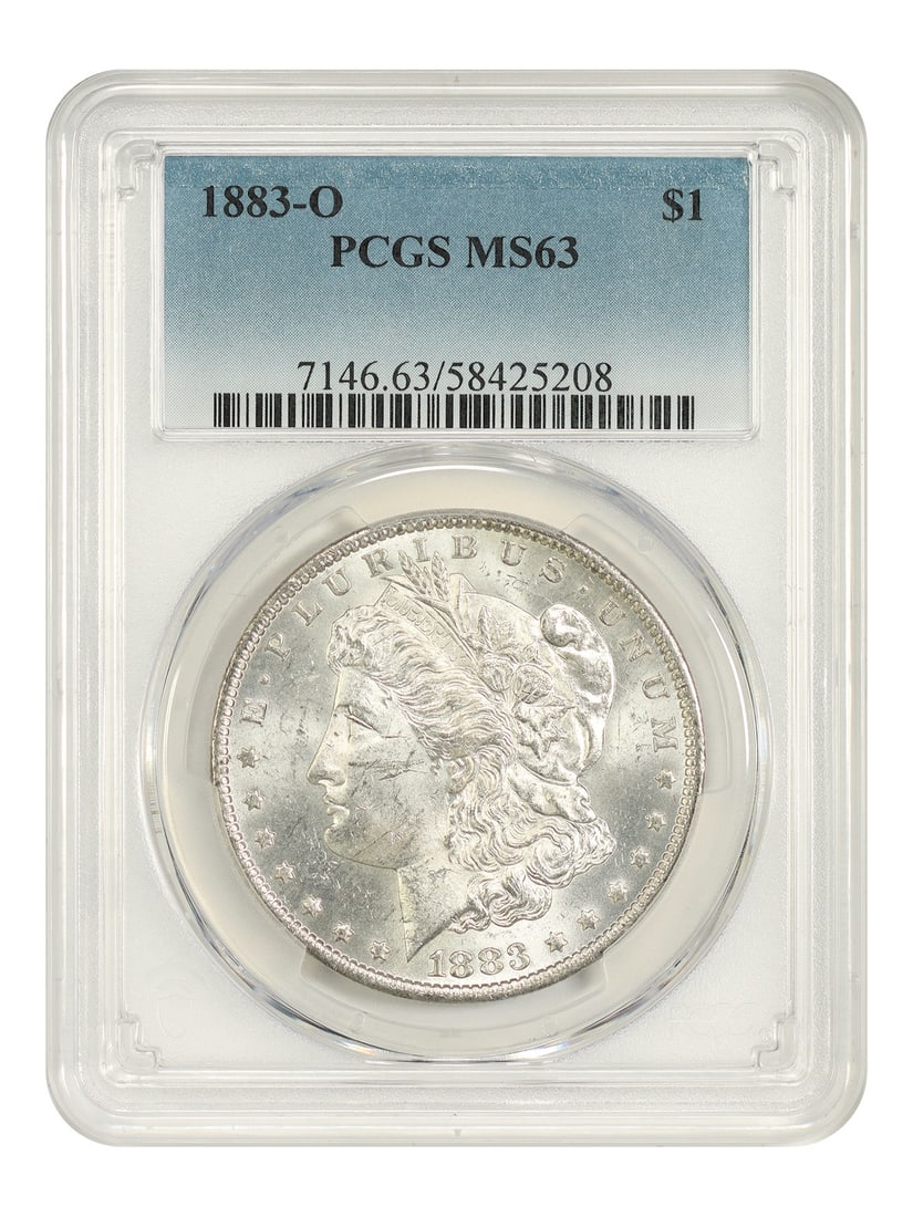 1883-O $1 PCGS MS63 - Morgan Dollar: 1883-O $1 PCGS MS63 - Morgan Dollar The 1883-O $1 Morgan Dollar is a highly sought-after coin, certified MS63 by PCGS, showcasing exceptional condition with minimal wear. This uncirculated coin bears 