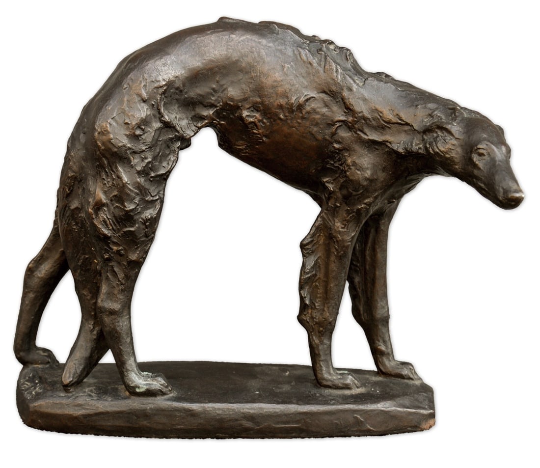 Wolf Dog Bronze Sculpture by Japanese Koyu Fujii 1882 1958 (1 of 3)