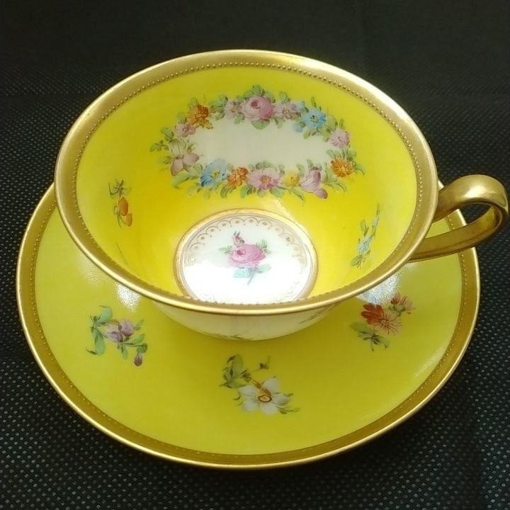 Dresden Ambrosius Lamm Cup Antique Yellow Porcelain Hand Painted Roses Germany: Dresden Ambrosius Lamm Cup Antique Yellow Porcelain Hand Painted Roses Germany Item Specifics: Brand: Dresden Type: Demitasse Cup and Saucer Color: Multi-Color Original/Reproduction: Antique Original 