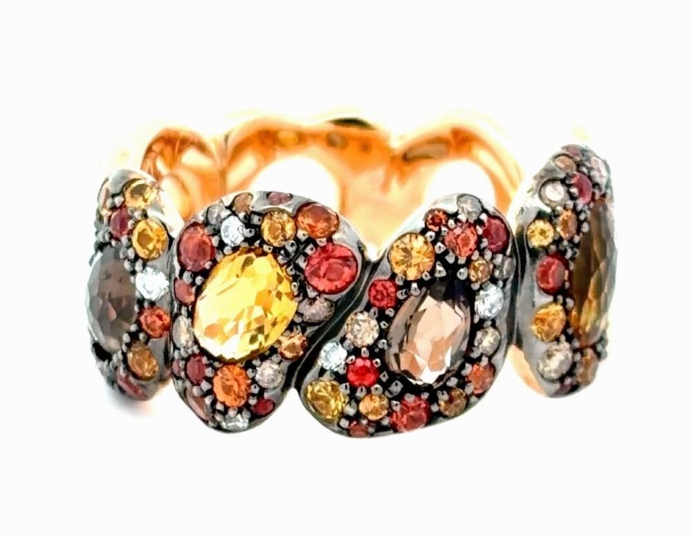 Rodney Rayner Multicolor Stone 18k Rose Gold Band Designer Ring US6 EU52: Rodney Rayner Multicolor Stone 18k Rose Gold Band Designer Ring US6 EU52 Item Specifics: Antique: No Shape: Round Occasion: Anniversary Birthday Christening Christmas Engagement Graduation Mother's Da