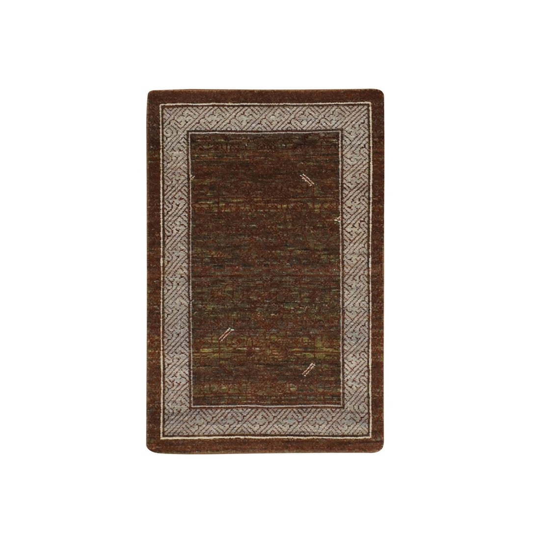 Brown Wool Influence Mat Hand Pure Knotted Intricate Khotan Design: Brown Wool Influence Mat Hand Pure Knotted Intricate Khotan Design The Brown Wool Influence Mat is a stunning piece of hand-knotted art, boasting an intricate Khotan design in rich brown hues. Its rec