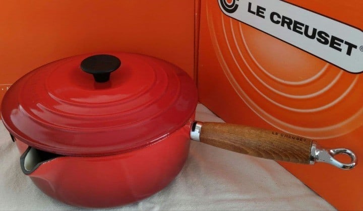 Collectible Enameled Cookware Saucepan Le Creuset Handle Wooden 22cm (1 of 6)