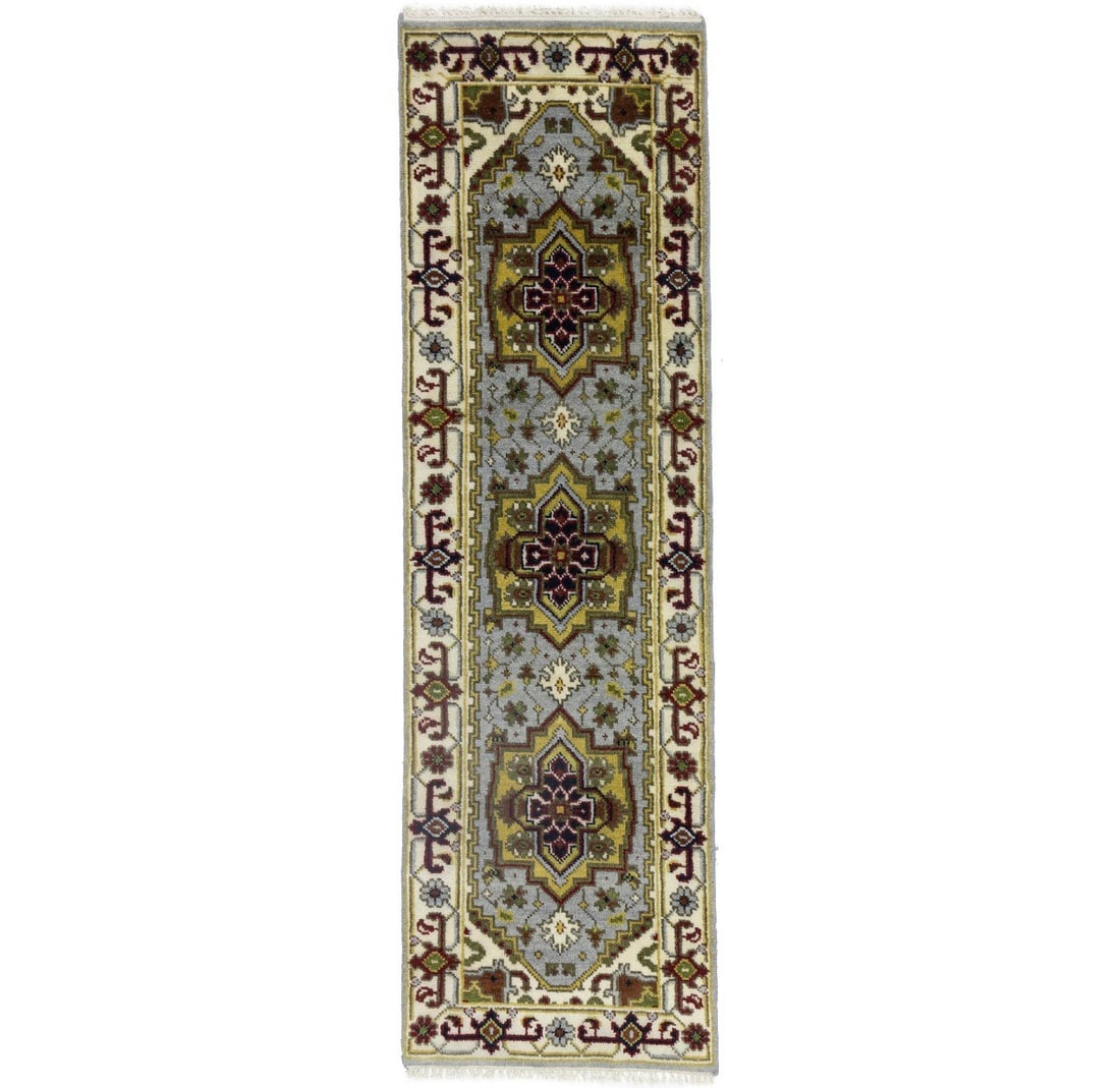 2'5 X 8'0 Ft Geometric Design Heriz Serapi Runner Rug Oriental Hallway Carpet Hand-Knotted: 2'5 X 8'0 Ft Geometric Design Heriz Serapi Runner Rug Oriental Hallway Carpet Hand-Knotted Hand-knotted in wool and cotton, this 2'5 x 8'0 ft geometric design Heriz Serapi runner rug boasts a unique b