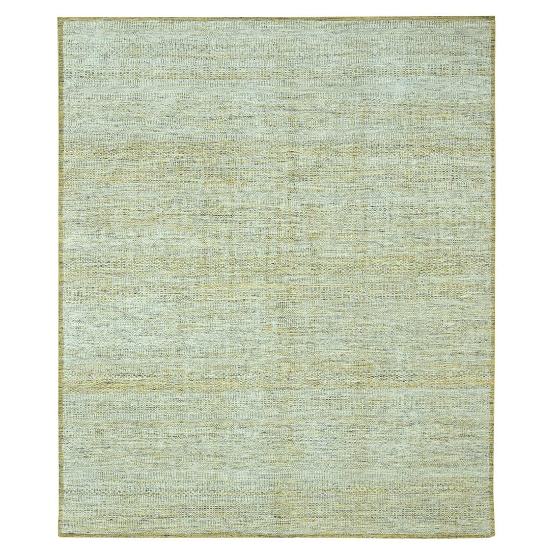 Hand knotted rug Yellow wool oxidized and distressed grass design: Hand knotted rug Yellow wool oxidized and distressed grass design Hand-knotted in vibrant yellow wool, this modern rug boasts a striking oxidized and distressed grass design that adds a touch of elega