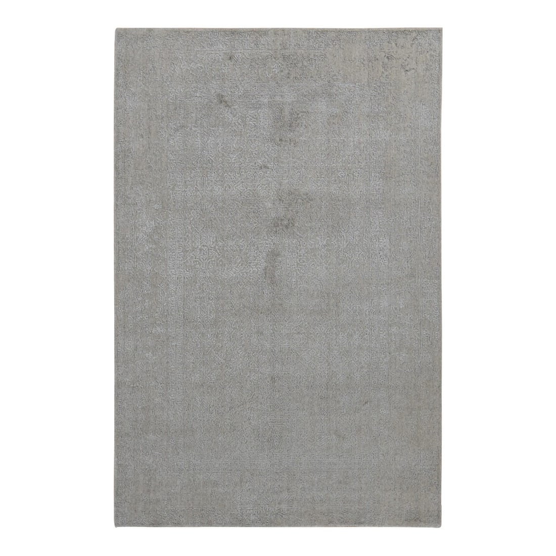 5'9"x9' Taupe Fine Jacquard Hand Loomed Modern Wool and Art Silk Rug (1 of 11)