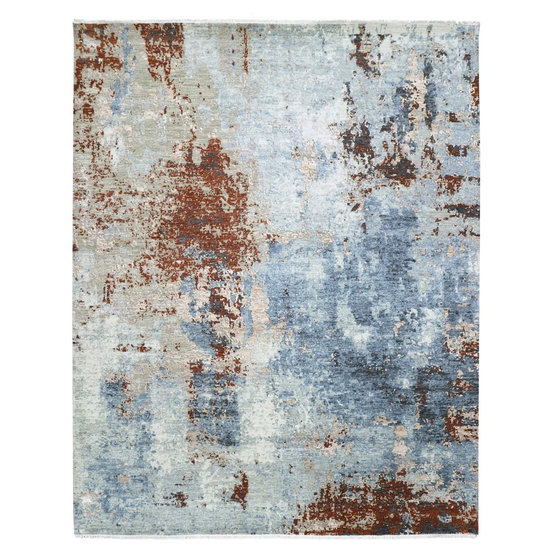 9'x12'4" Thundercloud Gray Wool Abstract Design Hand Knotted Oriental Rug: 9'x12'4" Thundercloud Gray Wool Abstract Design Hand Knotted Oriental Rug 9'x12'4" Thundercloud Gray Wool Abstract Design Hand Knotted Oriental Rug - A stunning 9'0" x 12'4" hand knotted wool rug feat