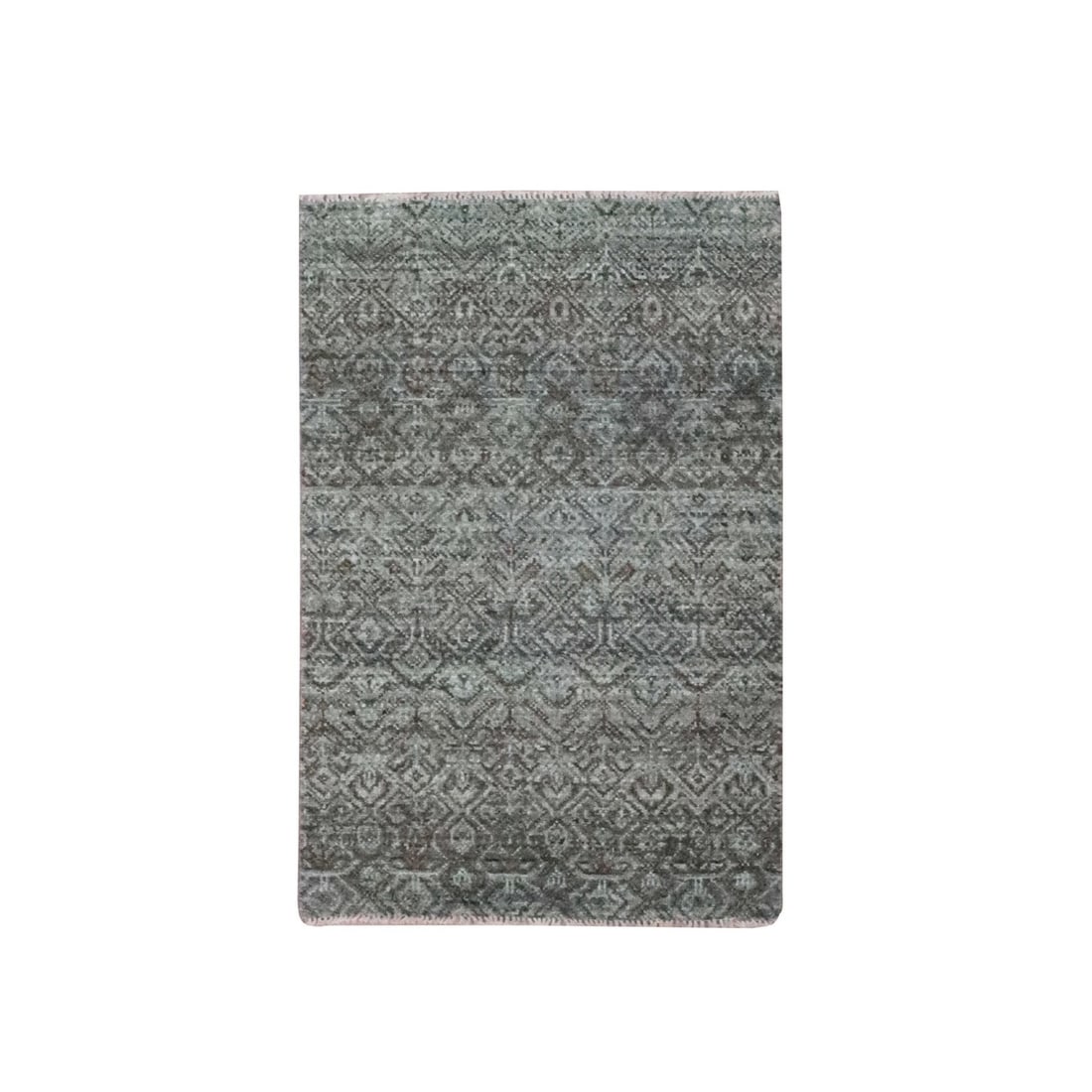 2'1"x3'1" Grey Soft Wool Kohinoor Herat Pattern Hand Knotted Rug: 2'1"x3'1" Grey Soft Wool Kohinoor Herat Pattern Hand Knotted Rug Grey Soft Wool Kohinoor Herat Pattern Hand Knotted Rug, 2'1"x3'1" - A stunning example of traditional hand-knotted craftsmanship, this 