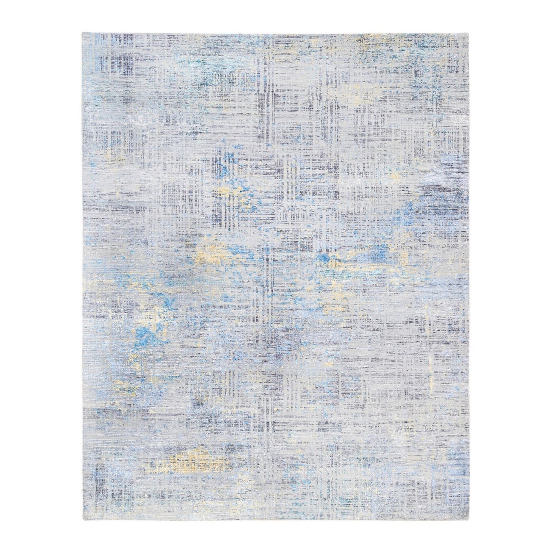 8'1"x10' Dark Gray Modern Wool And Silk Hand Knotted Oriental Rug (1 of 12)