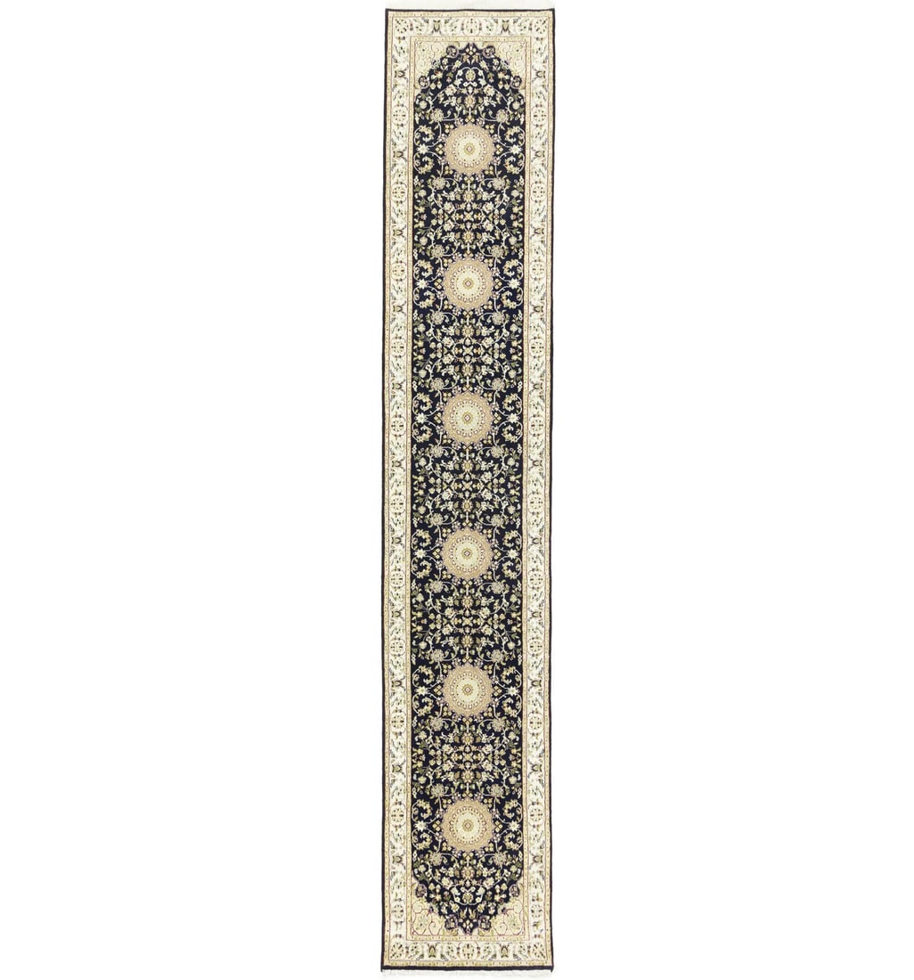 2'7X14'3 Indo-Nain Oriental Runner Rug Oversized Floral Hallway Carpet 3X14 Ft Hand-Knotted (1 of 18)