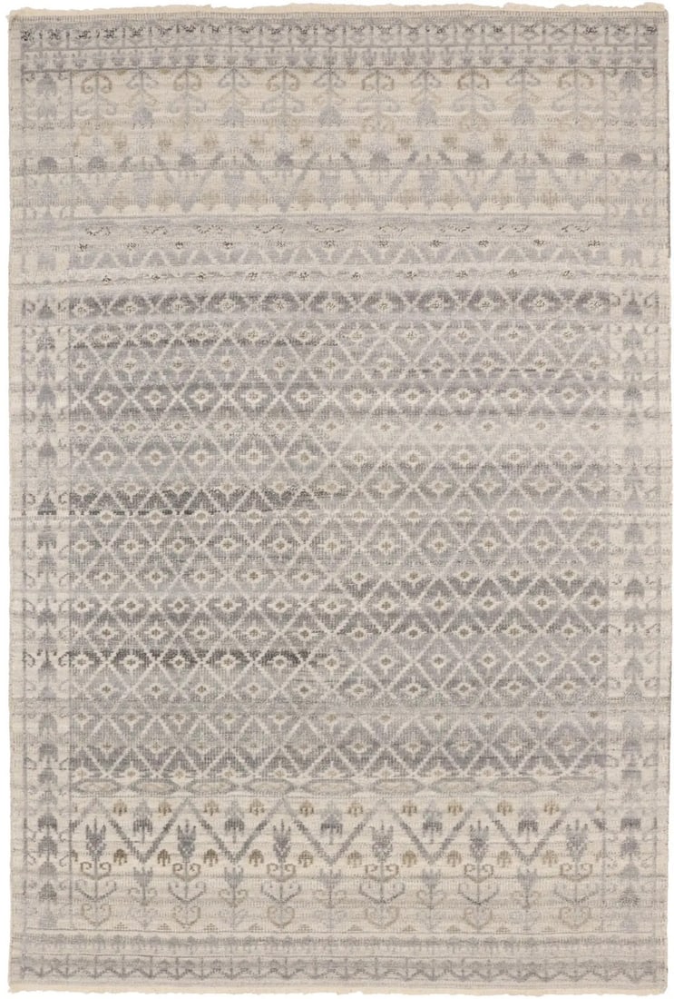6X9 Handmade Oriental Rug Rare High-Low Relief Modern Contemporary Carpet Hand-Knotted: 6X9 Handmade Oriental Rug Rare High-Low Relief Modern Contemporary Carpet Hand-Knotted Hand-knotted in wool, this 6'0" x 9'1" modern geometric rug boasts a striking high-low relief design, adding dept