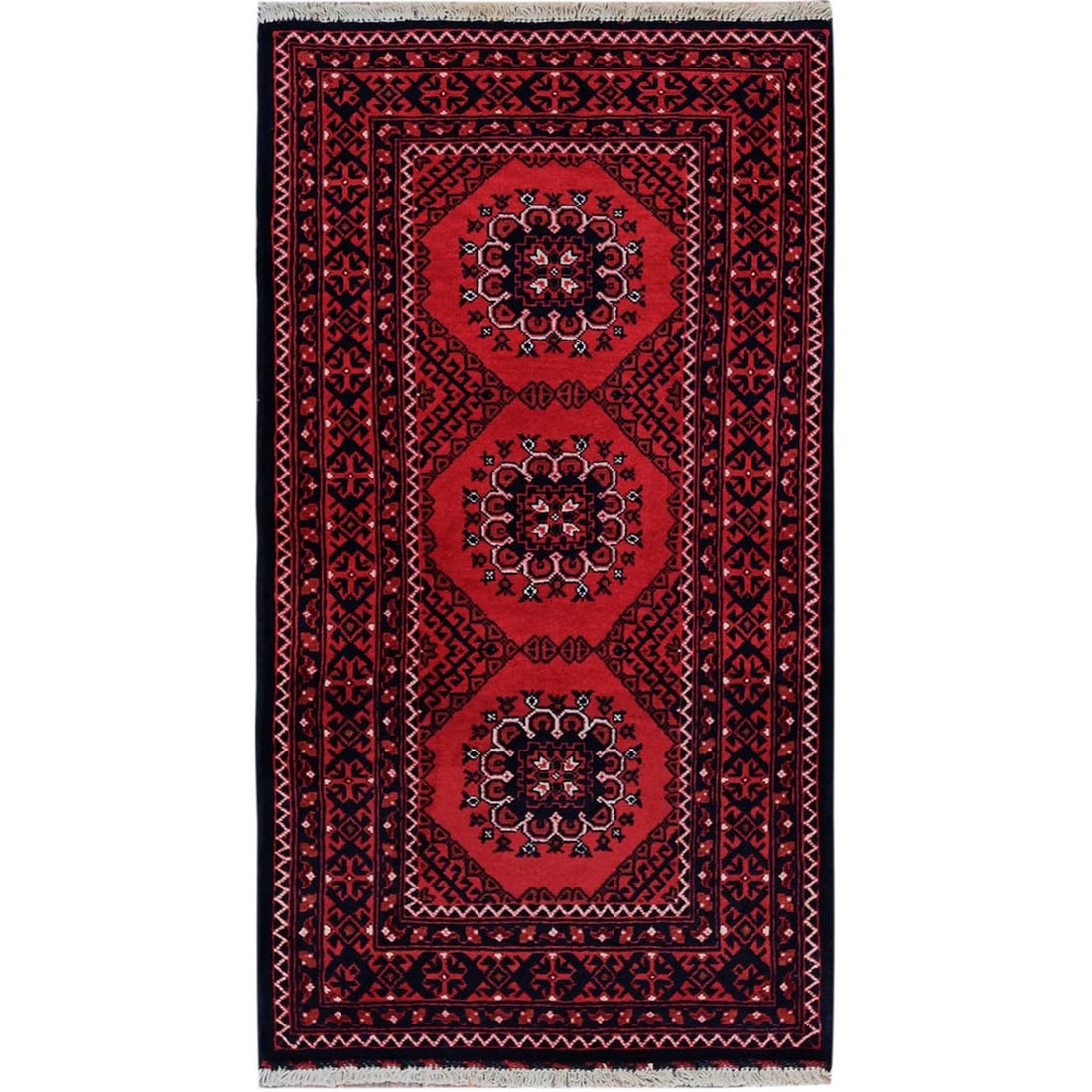 2'2"x3'10" Red Afghan Khamyab Flower Motifs Hand Knotted Soft Wool Mat Rug: 2'2"x3'10" Red Afghan Khamyab Flower Motifs Hand Knotted Soft Wool Mat Rug Soft and vibrant, this 2'2"x3'10" red Afghan Khamyab Flower Motifs hand-knotted wool mat rug is a stunning piece of tradition