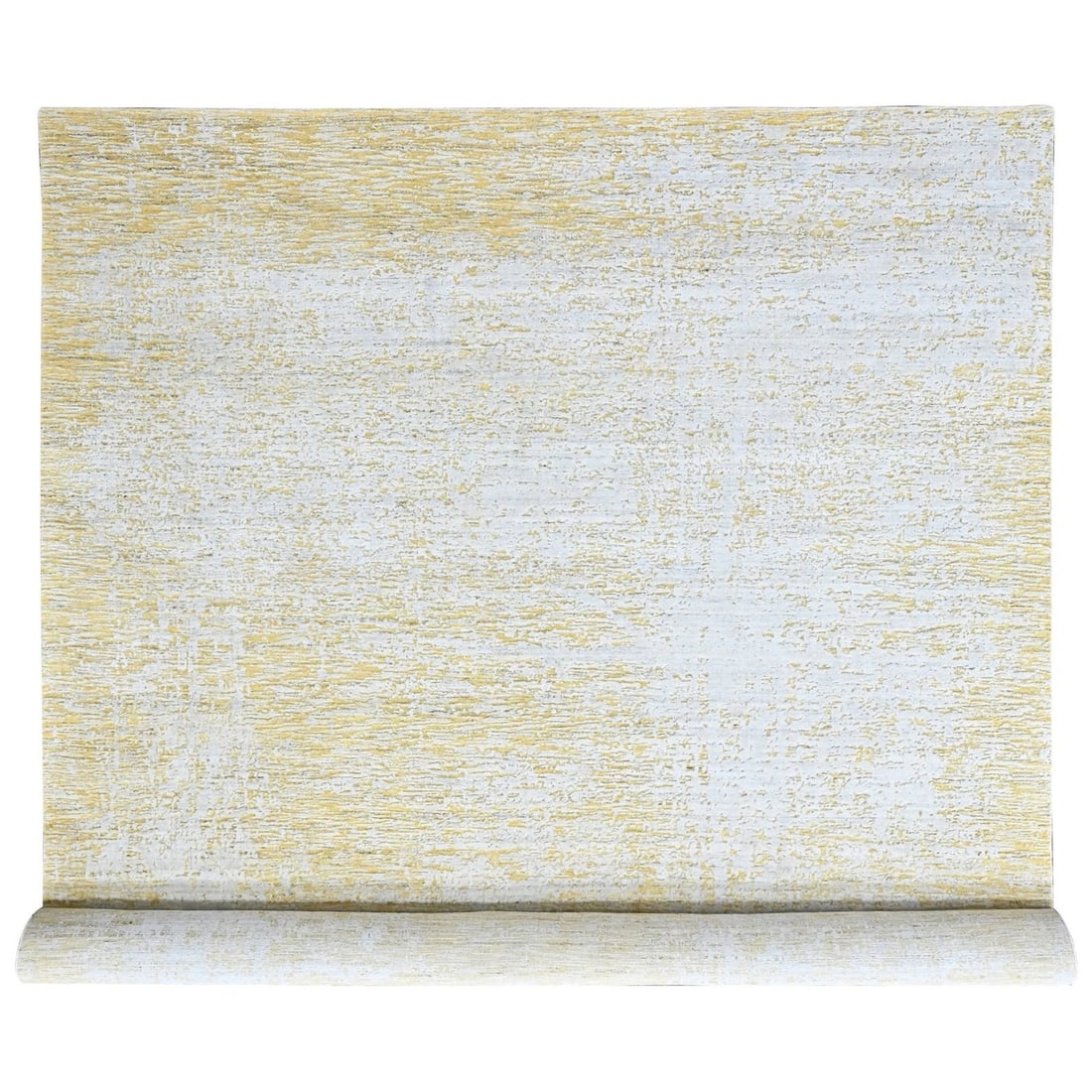 10'x14' Yellow Hand Loomed Wool & Silk Modern Design Textured Oriental Rug (1 of 11)