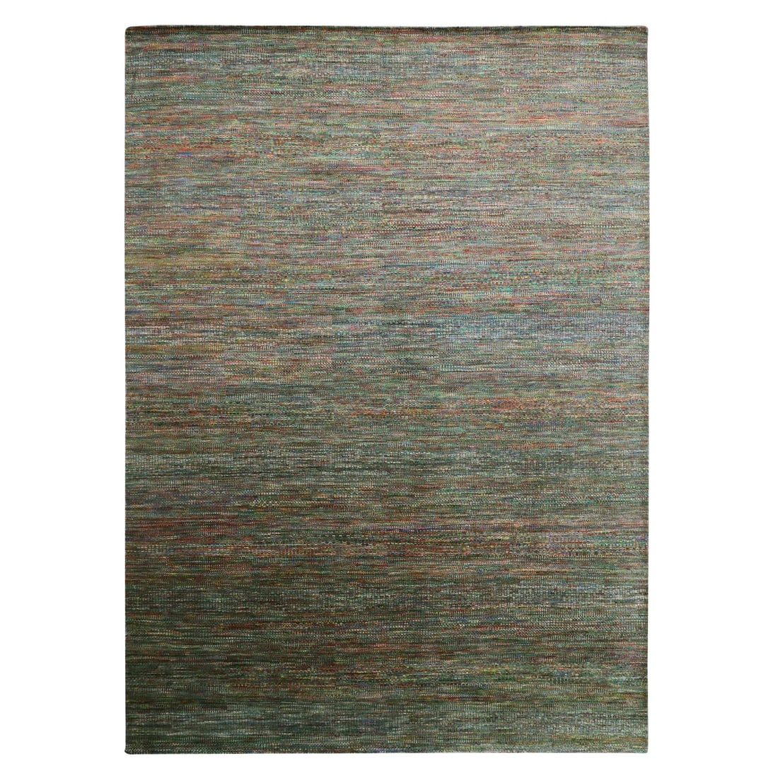 Asphalt Black Wool Silk Rug Hand Knotted Grass Design Modern 10'x14 (1 of 11)