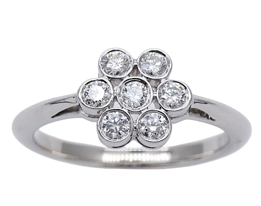 Tiffany & Co Garden Flower Diamond Bezel Platinum 950 Floral Band Ring US 5: Tiffany & Co Garden Flower Diamond Bezel Platinum 950 Floral Band Ring US 5 Item Specifics: Antique: No Shape: Flower Occasion: Anniversary Birthday Christening Christmas Engagement Graduation Mother'