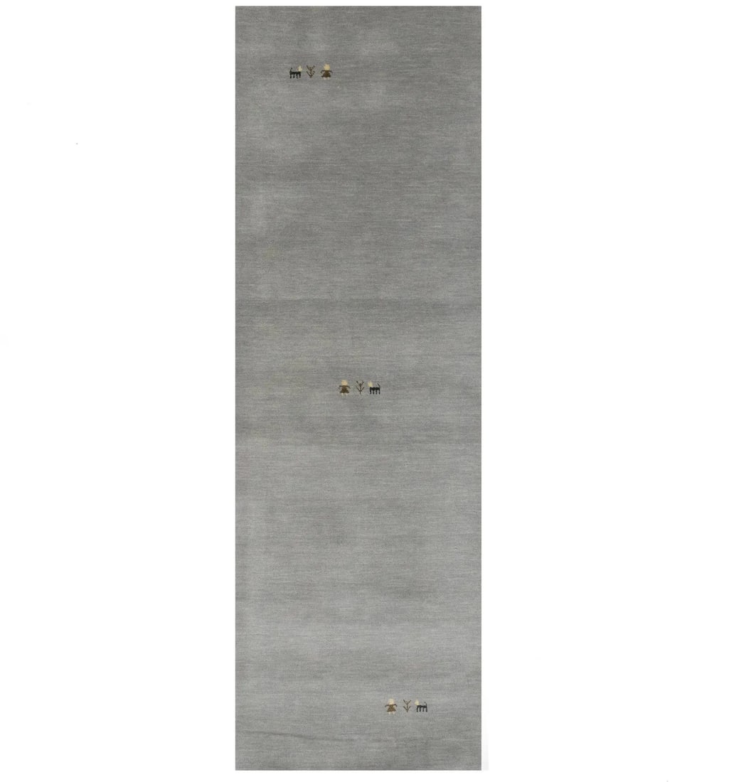 2'8 X 7'10 Gray Contemporary Pictorial Gabbeh Modern Runner Rug Carpet 3X8 Ft Hand-Knotted (1 of 15)