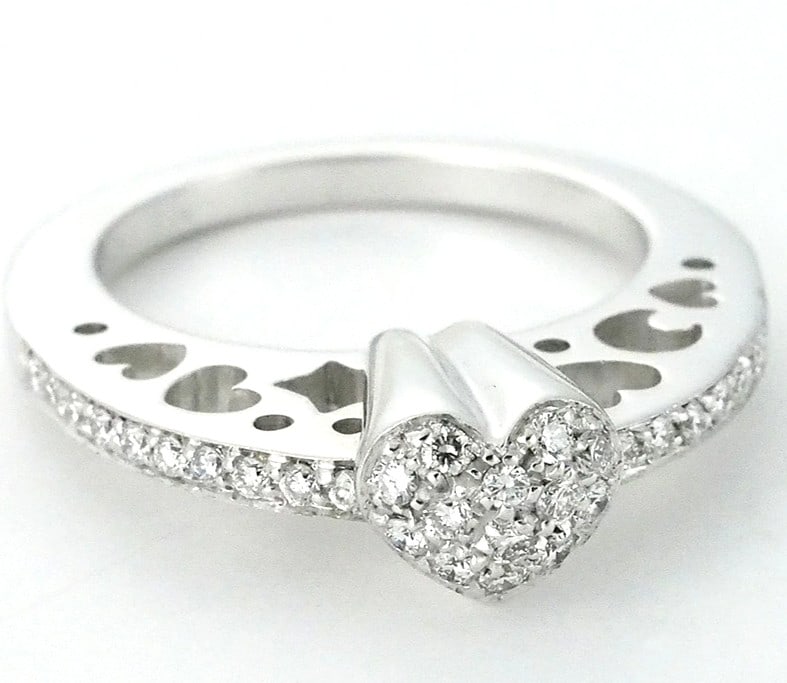 Pasquale Bruni Heart Pave Diamond 0.27ct 18k White Gold Band Ring US 6 EU51: Pasquale Bruni Heart Pave Diamond 0.27ct 18k White Gold Band Ring US 6 EU51 Item Specifics: Shape: Heart Occasion: Anniversary Birthday Christening Christmas Engagement Graduation Mother's Day Valenti