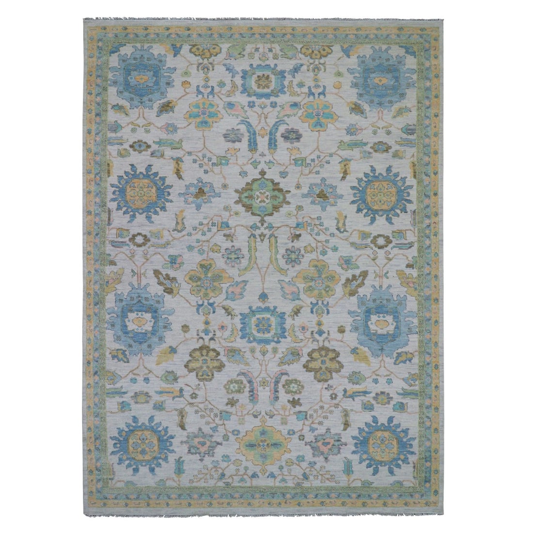 10'1"x14' Daisy Ivory Hand Knotted Oushak Weave and Design Pure Wool Rug (1 of 12)