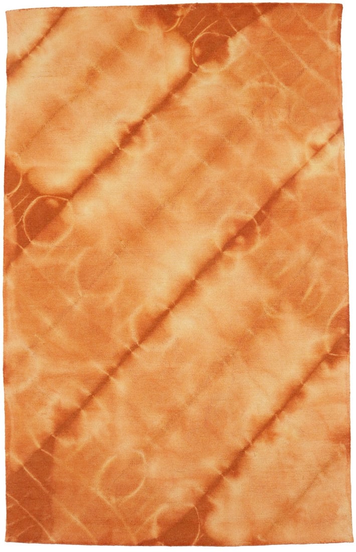 Hand-Tufted 5X8 Marigold Orange & Yellow Tie-Dye Rug Modern Wool Plush Carpet Hand-Knotted: Hand-Tufted 5X8 Marigold Orange & Yellow Tie-Dye Rug Modern Wool Plush Carpet Hand-Knotted Hand-tufted with a vibrant marigold orange and yellow tie-dye design, this 5'0 x 8'0" wool plush carpet is a 