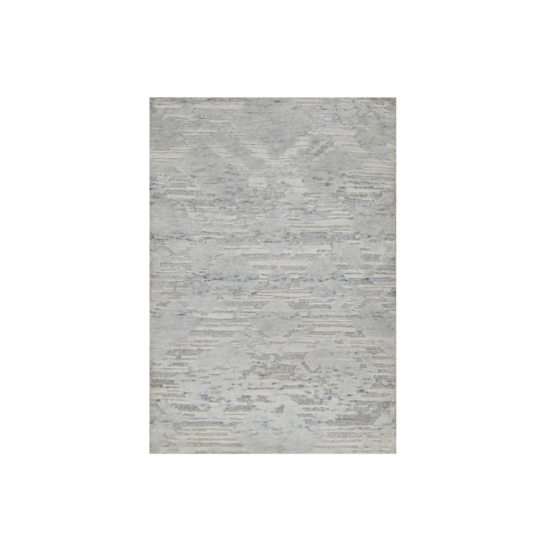 2'x3' Pastel Gray Modern Design Undyed Natural Wool Hand Knotted Mat Rug: 2'x3' Pastel Gray Modern Design Undyed Natural Wool Hand Knotted Mat Rug Natural fibers and subtle color nuances come together in this 2'x3' Pastel Gray Modern Design Undyed Natural Wool Hand Knotted 