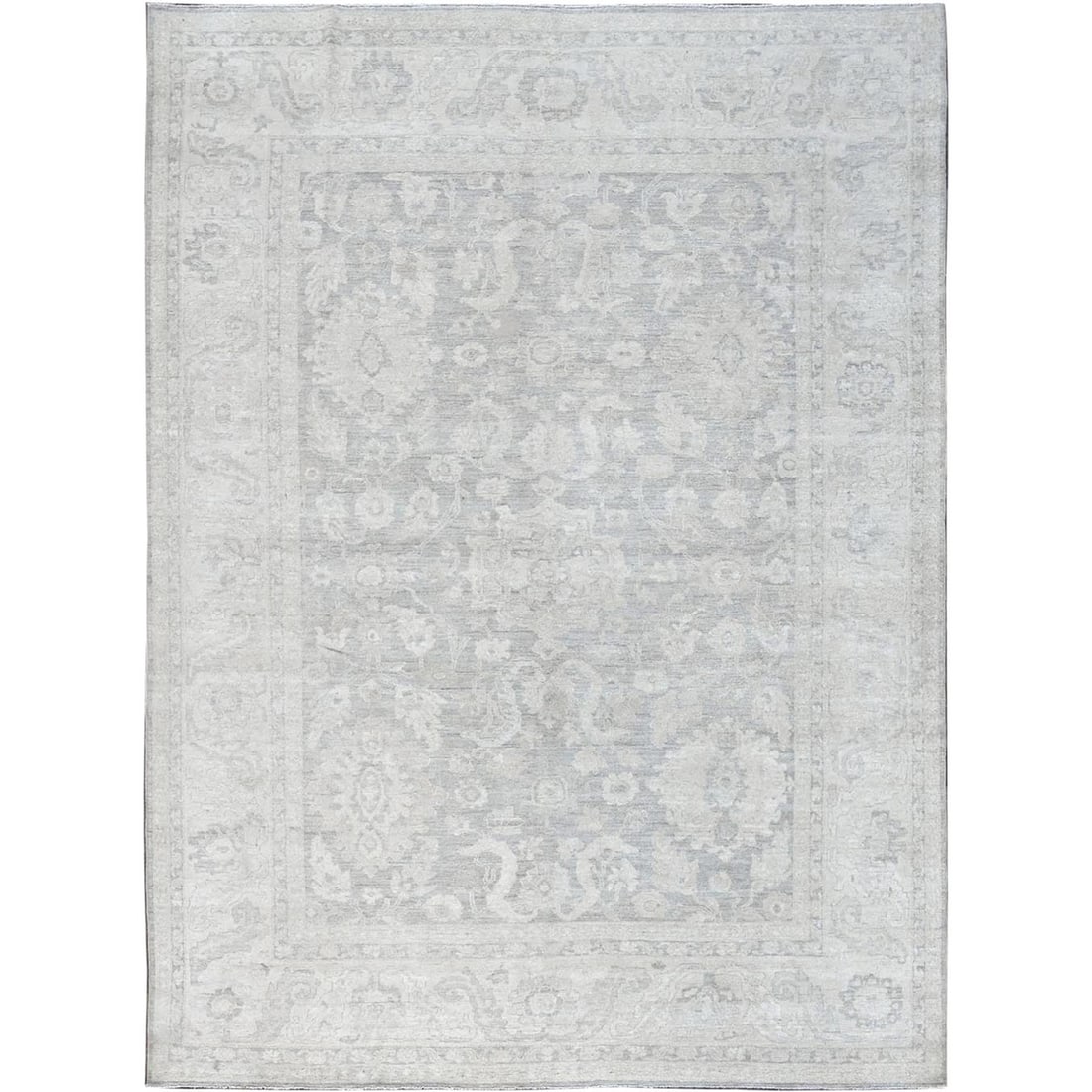 Charcoal Gray 8'10"x12' Peshawar 100% Wool Hand Knotted Rug: Charcoal Gray 8'10"x12' Peshawar 100% Wool Hand Knotted Rug The Peshawar 100% Wool Hand Knotted Rug boasts a stunning charcoal gray color and intricate design, crafted from the finest wool fibers. Han