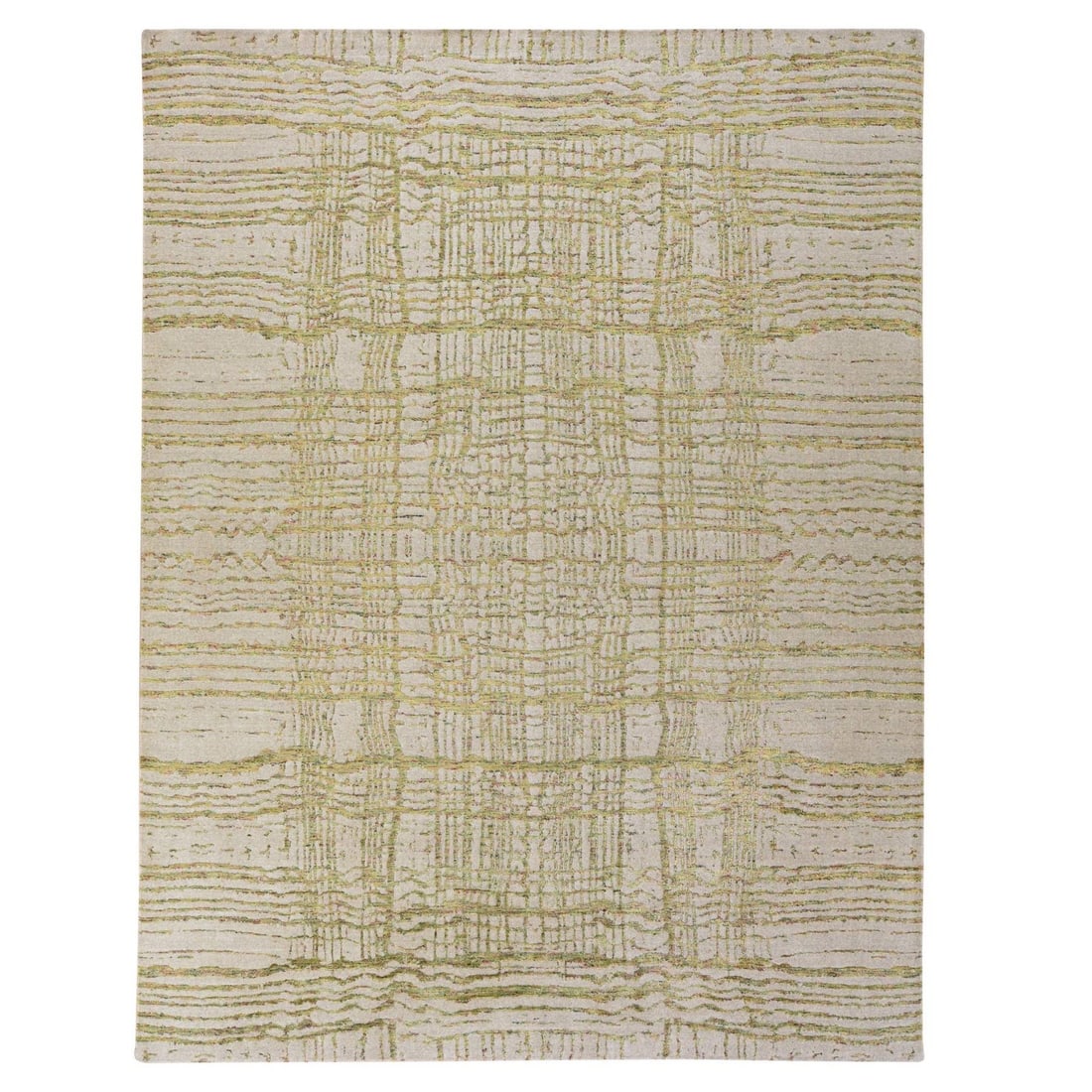 9'x11'7" Drizzle Gray Modern Design Fine Jacquard Hand Loomed Wool and Silk: 9'x11'7" Drizzle Gray Modern Design Fine Jacquard Hand Loomed Wool and Silk 9'0" x 11'7" Drizzle Gray Modern Design Fine Jacquard Hand Loomed Wool and Silk Rug: A stunning piece of modern design, this