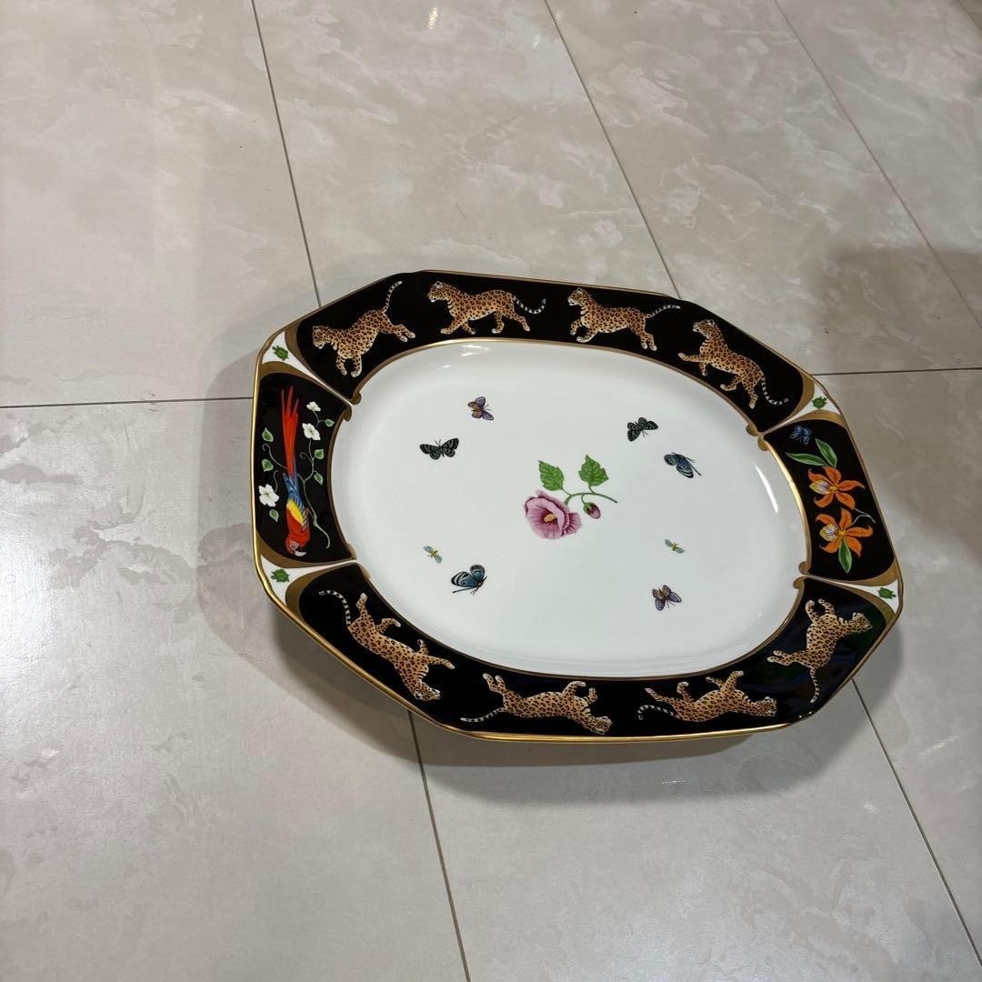 Lynn Chase Jaguar Jungle Large Dinner Plate 16.9in Porcelain Wildlife Design (1 of 10)