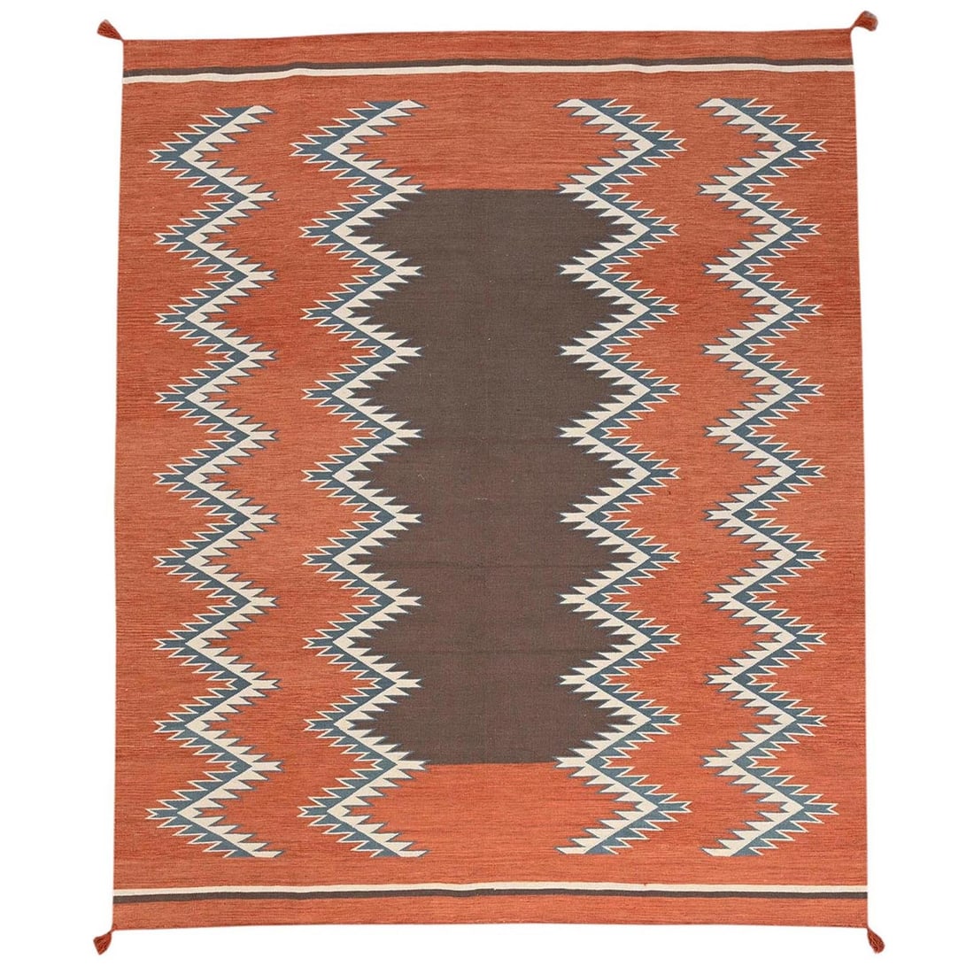 Orange Southwest Geometric Design Flat Weave Hand Woven Wool Rug 8'2"x9'9 (1 of 7)