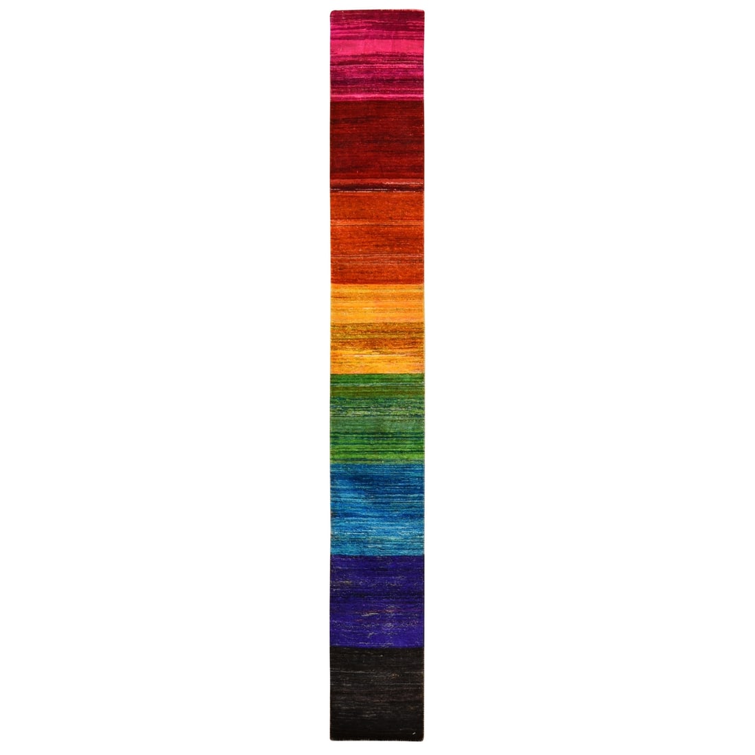 1'x9' Colorful Chart Blanket Sample Sari Silk Hand Knotted Oriental Rug (1 of 8)