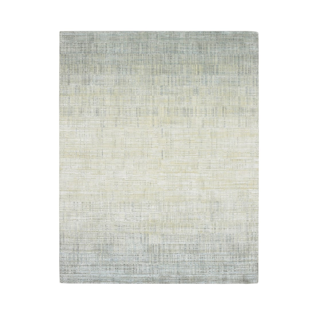 8'x10' Gray Textured Silk & Wool Modern Gradation Design Hand Knotted Rug: 8'x10' Gray Textured Silk & Wool Modern Gradation Design Hand Knotted Rug The 8'x10' Gray Textured Silk & Wool Modern Gradation Design Hand Knotted Rug boasts a striking modern design, featuring a sub