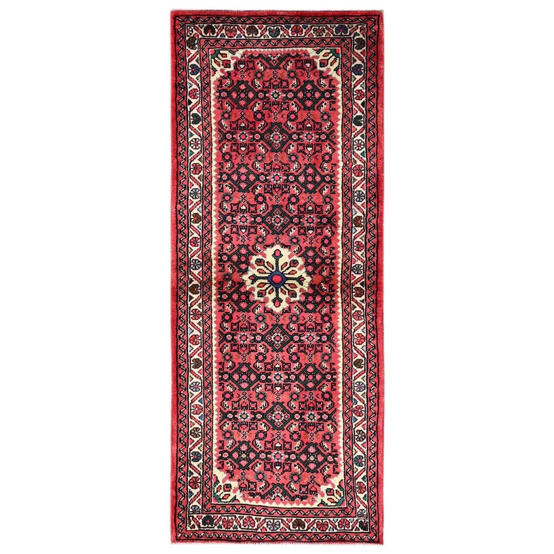2'5"x6'3" Red New Geometric Design Hand Knotted Wool Runner Oriental Rug (1 of 7)