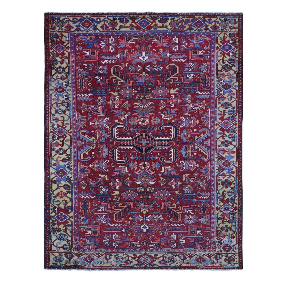 Tomato Red Hand Knotted Wool Farsian Heris Pure Gold With 7'4" 9'9 (1 of 12)