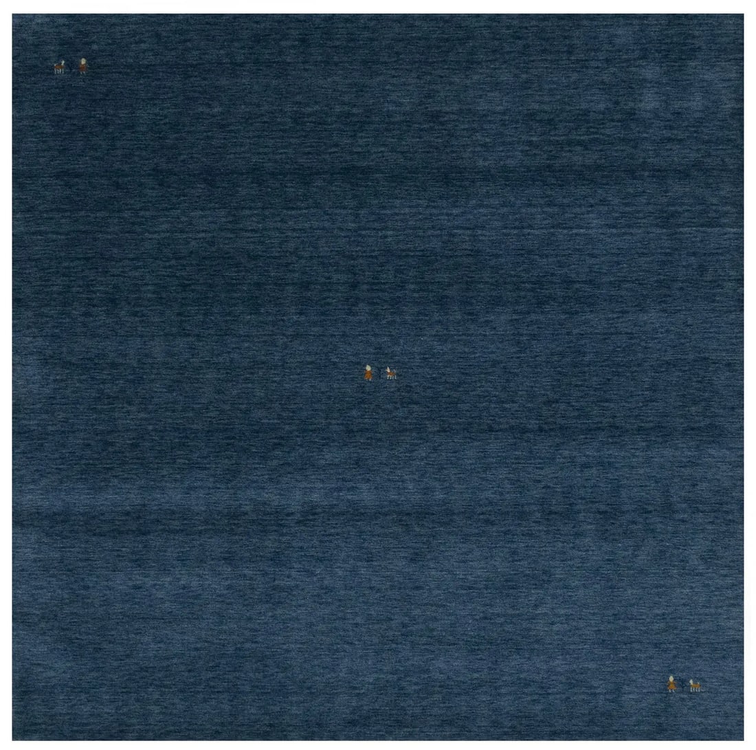 Large Square Area Rug Steel Blue Tribal 8X8 Gabbeh Modern Carpet Hand-Knotted: Large Square Area Rug Steel Blue Tribal 8X8 Gabbeh Modern Carpet Hand-Knotted Steel blue hues and intricate patterns come together in this stunning 8x8 square area rug, hand-knotted from wool and cott