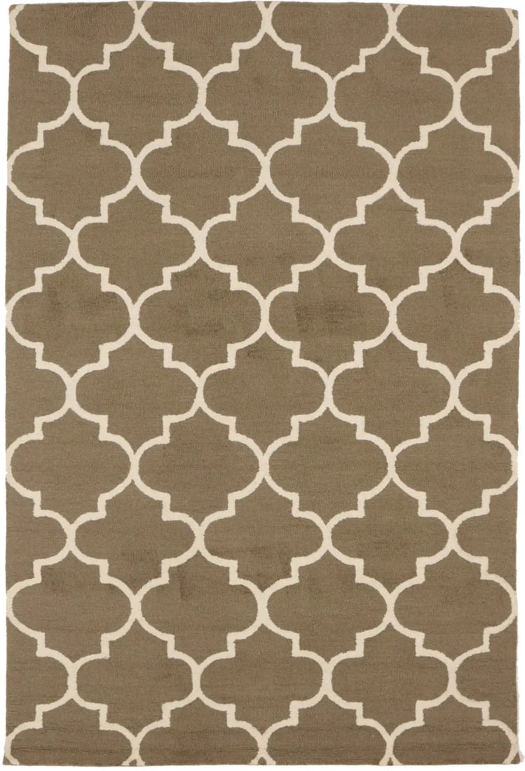 Contemporary Brown Trellis 5X8 Hand-Tufted Modern Area Rug Wool Carpet Hand-Knotted: Contemporary Brown Trellis 5X8 Hand-Tufted Modern Area Rug Wool Carpet Hand-Knotted Brown & Cream Hand-Tufted Wool Trellis Rug, 5'0 X 8'0. This modern area rug features a stunning trellis pattern in a
