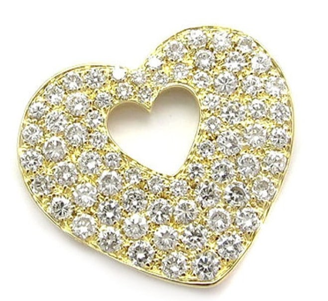 Diamond Pave 18k Yellow Gold Heart Pendant with Paper Necklace Top: Diamond Pave 18k Yellow Gold Heart Pendant with Paper Necklace Top Item Specifics: Pendant Shape: Heart Main Stone Creation: Natural Occasion: Anniversary Birthday Christening Christmas Confirmation/C
