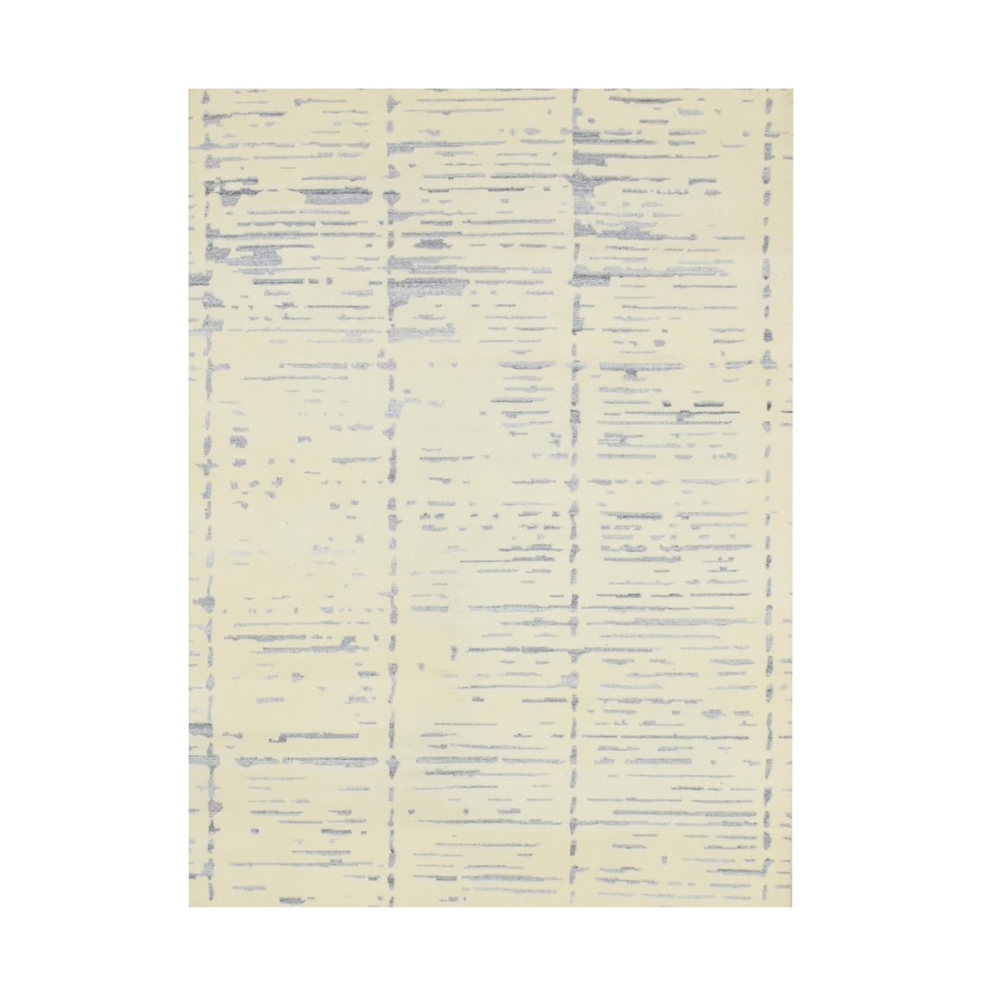 Textured Weave Hand Knotted Wool Silk 5'x7' Ivory Rug (1 of 7)