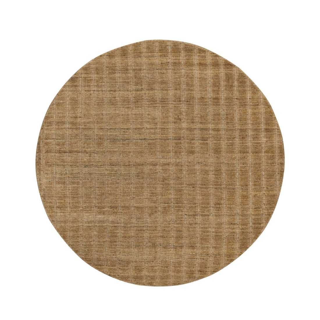 Brown Natural Wool Vertical Stripes Design Round Rug Hand Loomed 6'x6: Brown Natural Wool Vertical Stripes Design Round Rug Hand Loomed 6'x6 Modern Brown Wool Vertical Stripes Design Round Rug Hand Loomed with a 6'x6' size and a natural, earthy tone, this unique piece fe
