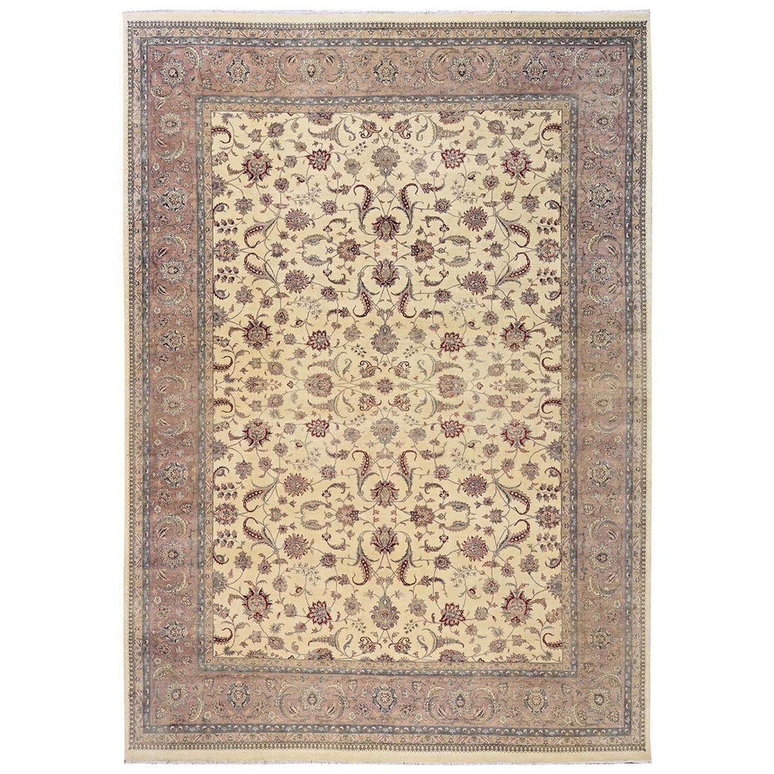 11'x15' Beige New Pak Zoroastrian Hand Knotted Wool XL Oriental Rug: 11'x15' Beige New Pak Zoroastrian Hand Knotted Wool XL Oriental Rug 11'x15' Beige New Pak Zoroastrian Hand Knotted Wool XL Oriental Rug boasts a stunning all-over regional design, characteristic of tr