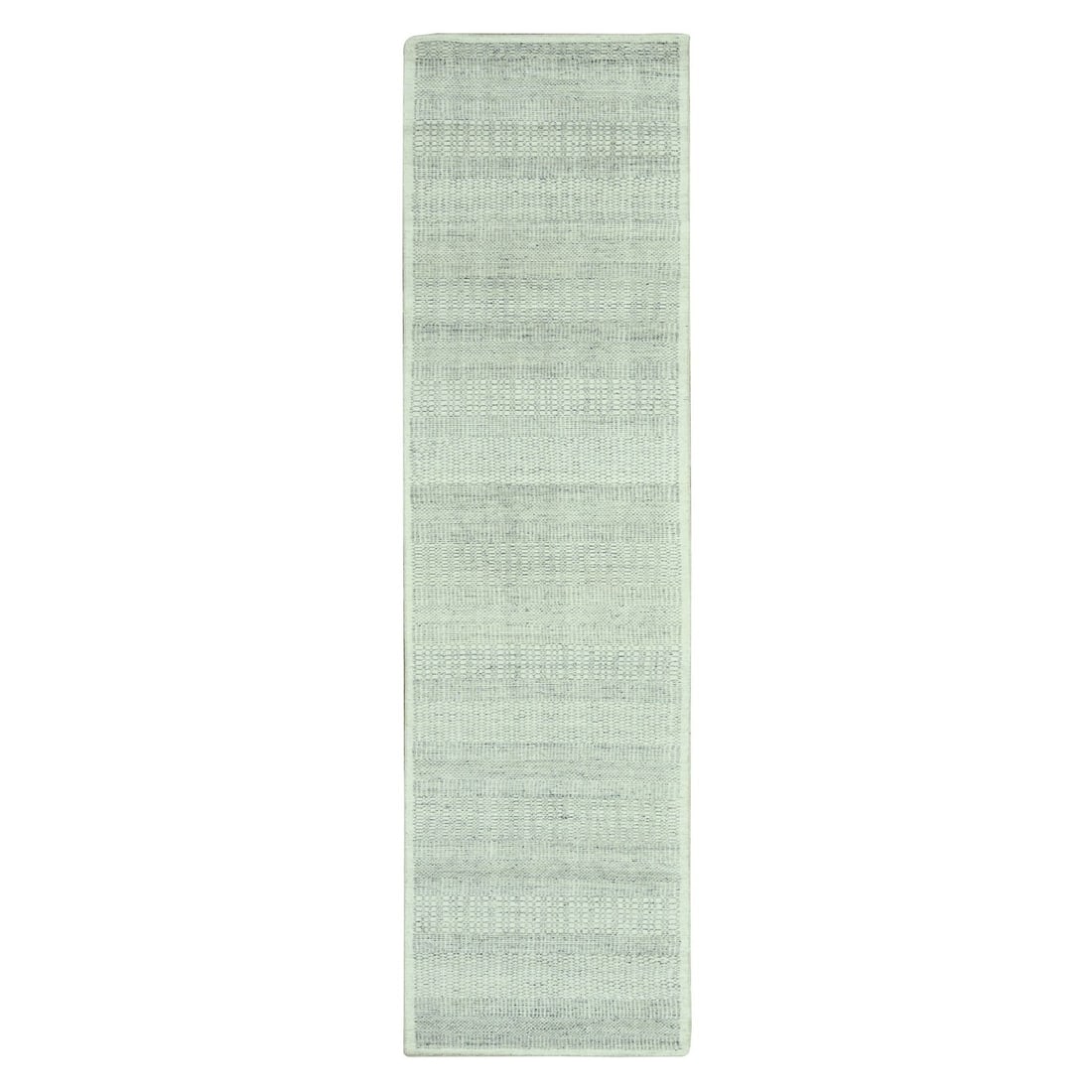 2'9"x11'10" Gray Wool Oxidized Grass Design Hand Knotted Runner Rug (1 of 7)