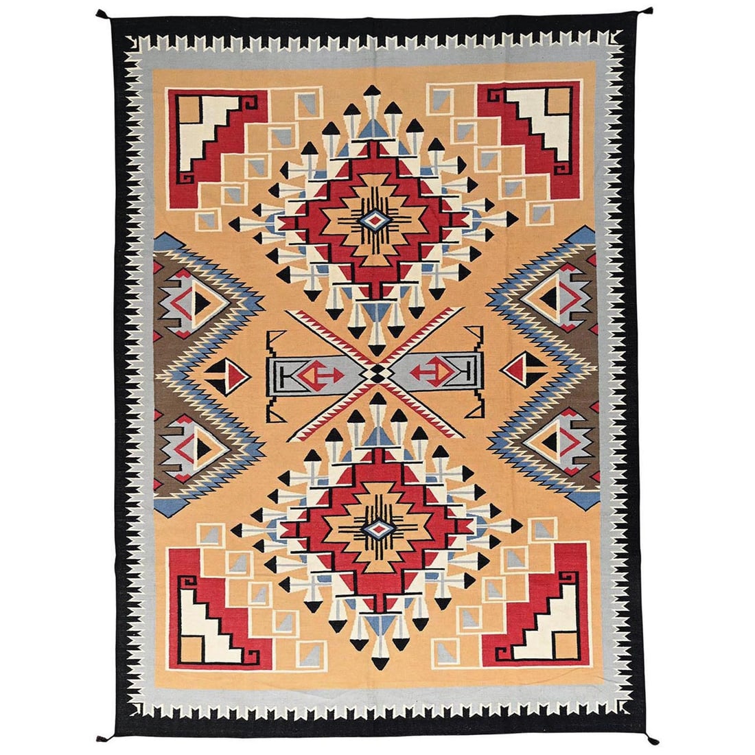 Brown Wool Geometric Design Flat Weave Hand Woven American Rug 10'2"x13'9 (1 of 6)