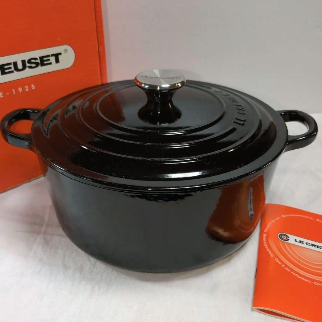 Cocotte Round Cast Iron Dutch Oven Used Black 9.4in Le (1 of 20)