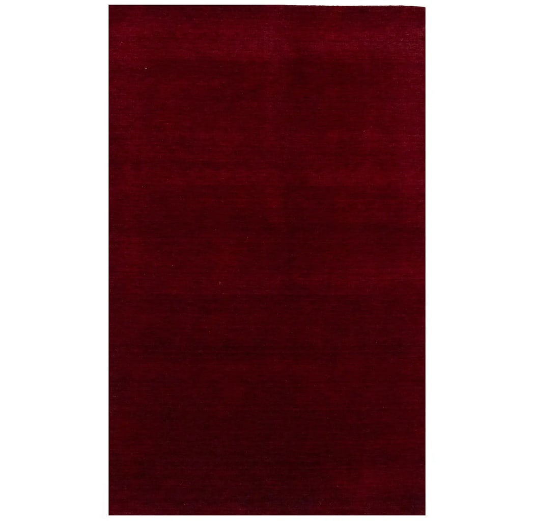 Maroon Red Solid Design Hand-Loomed 5X8 Gabbeh Wool Rug Oriental Carpet Hand-Knotted: Maroon Red Solid Design Hand-Loomed 5X8 Gabbeh Wool Rug Oriental Carpet Hand-Knotted Hand-Loomed Maroon Red Wool Rug: A Modern MasterpieceThis stunning 5'0 x 7'11 maroon red solid design hand-loomed w