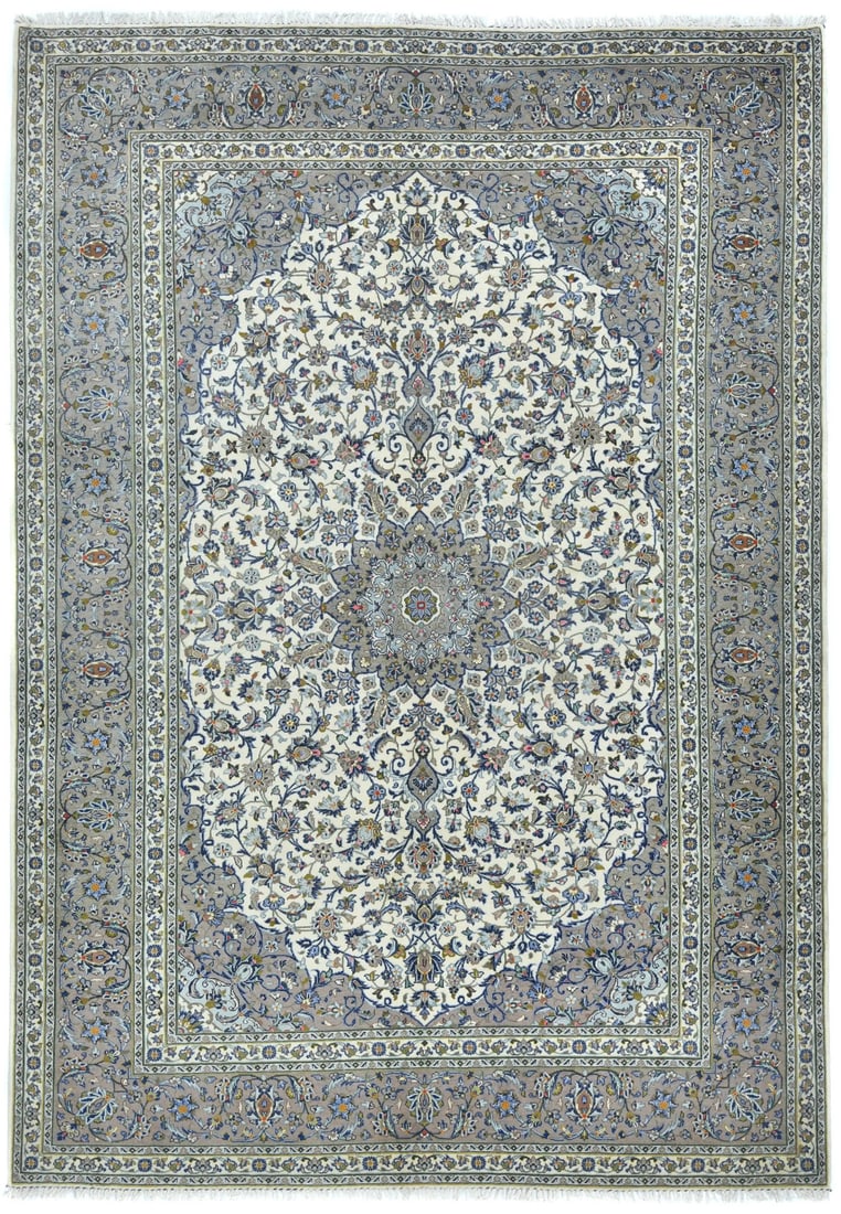 Vintage Handmade Oriental Rug 8X11 Ft Cream Traditional Floral Home Decor Carpet Hand-Knotted: Vintage Handmade Oriental Rug 8X11 Ft Cream Traditional Floral Home Decor Carpet Hand-Knotted Hand-knotted in wool, this 8x11 ft vintage Oriental rug boasts a stunning floral pattern in a range of ear