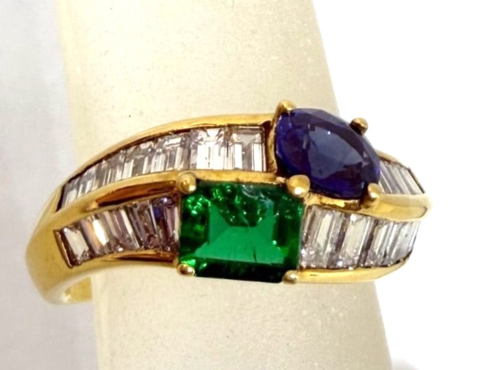 Picchiotti Emerald Blue Sapphire Diamond 18k Yellow Gold Cocktail Ring US 6 EU51: Picchiotti Emerald Blue Sapphire Diamond 18k Yellow Gold Cocktail Ring US 6 EU51 Item Specifics: Shape: Round Occasion: Anniversary Birthday Christening Christmas Engagement Father's Day Graduation Mo