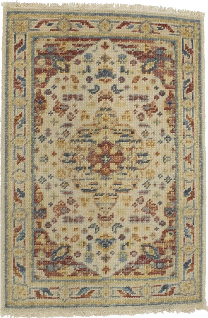 2X3 Handmade Floral Heriz Serapi Oriental Rug Transitional Bathroom Carpet Hand-Knotted: 2X3 Handmade Floral Heriz Serapi Oriental Rug Transitional Bathroom Carpet Hand-Knotted Hand-knotted in wool with a cotton foundation, this 2'0 x 3'0 Turkish Heriz Serapi Oriental Rug boasts a beautif