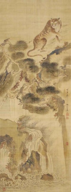 Japanese Hanging Scroll Art Tiger Waterfall Edo Meiji Roko Mamura Antique: Japanese Hanging Scroll Art Tiger Waterfall Edo Meiji Roko Mamura Antique Item Specifics: Artist: Mamura Roko Subject: Tiger and Waterfall Material: Ink and color on silk Style: Japanese Year Of Produ