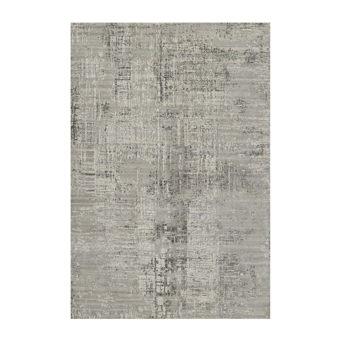 6'1"x9' Gray Modern Erased Design Undyed Natural Wool Hand Knotted Rug: 6'1"x9' Gray Modern Erased Design Undyed Natural Wool Hand Knotted Rug This stunning 6'1"x9' Gray Modern Erased Design Undyed Natural Wool Hand Knotted Rug boasts a sleek, abstract design that adds a 