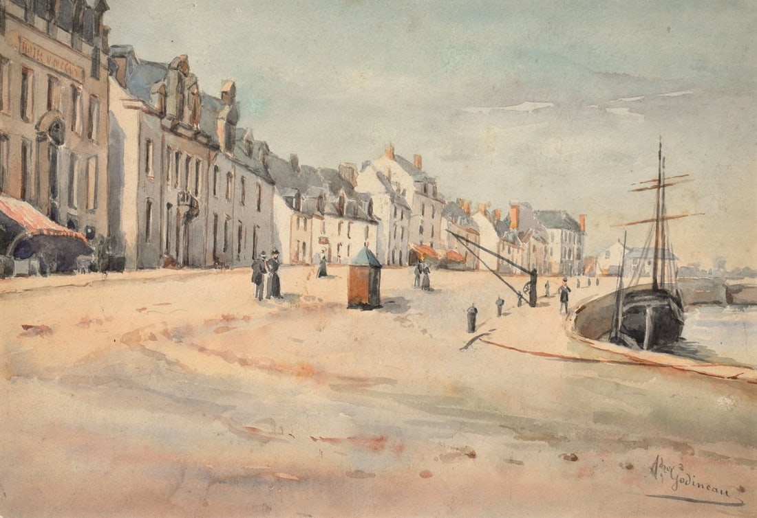 Andre Govinot Watercolor Painting Port of Brittany Framed French Maritime Art: Andre Govinot Watercolor Painting Port of Brittany Framed French Maritime Art Item Specifics: Artist: Andre Govinot Subject: Maritime Port of Brittany Material: Watercolor on Paper Style: Japanese Yea